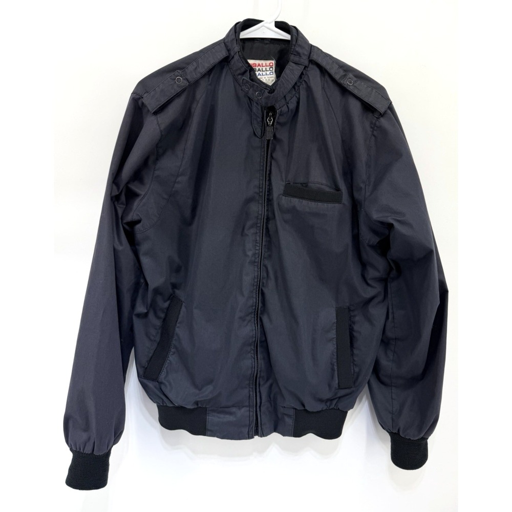 Vintage Sigallo Bomber Jacket Black Zip Members Only Style Windbreaker 80s Men M